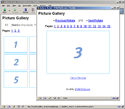 Bildergalerie-Script - Fenstermodus. Die großen Bilder werden im PopUp geöffnet.